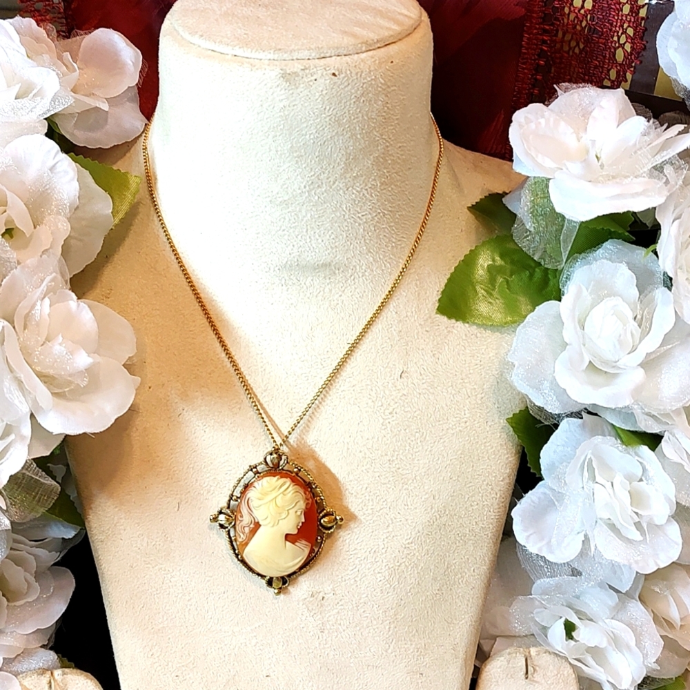 Elegant Cameo Brooch-Necklace